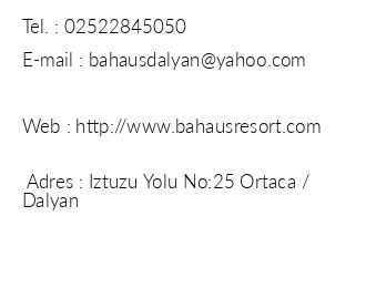 Bahaus Resort iletiim bilgileri